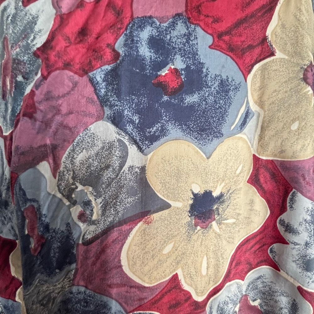 Vintage 90s Floral Silk Shirt XL Atelier De Soir Tropical Button Up Vacation Top - Picture 8 of 9